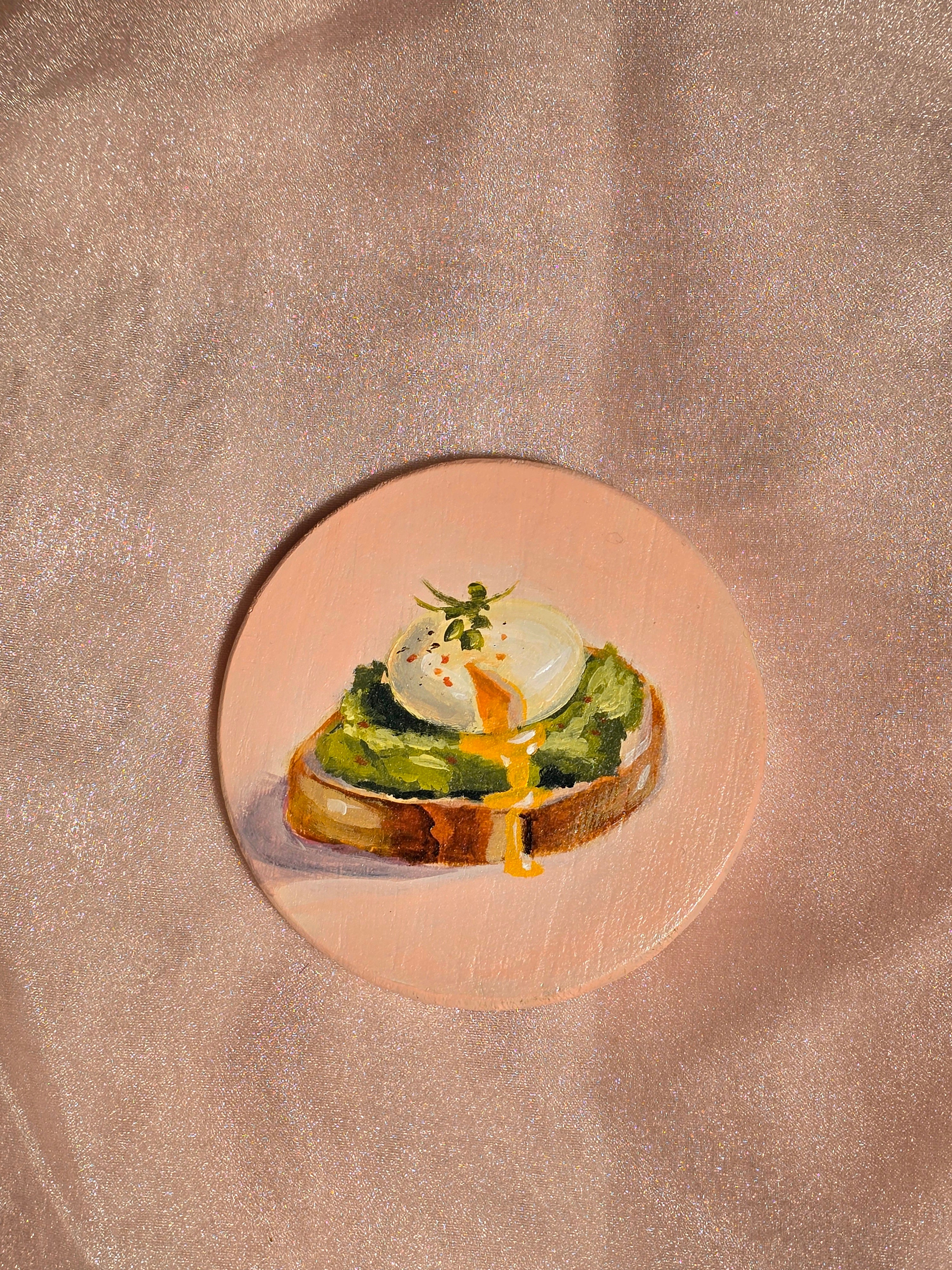 "Brunch for one" Hand-Painted Coasters