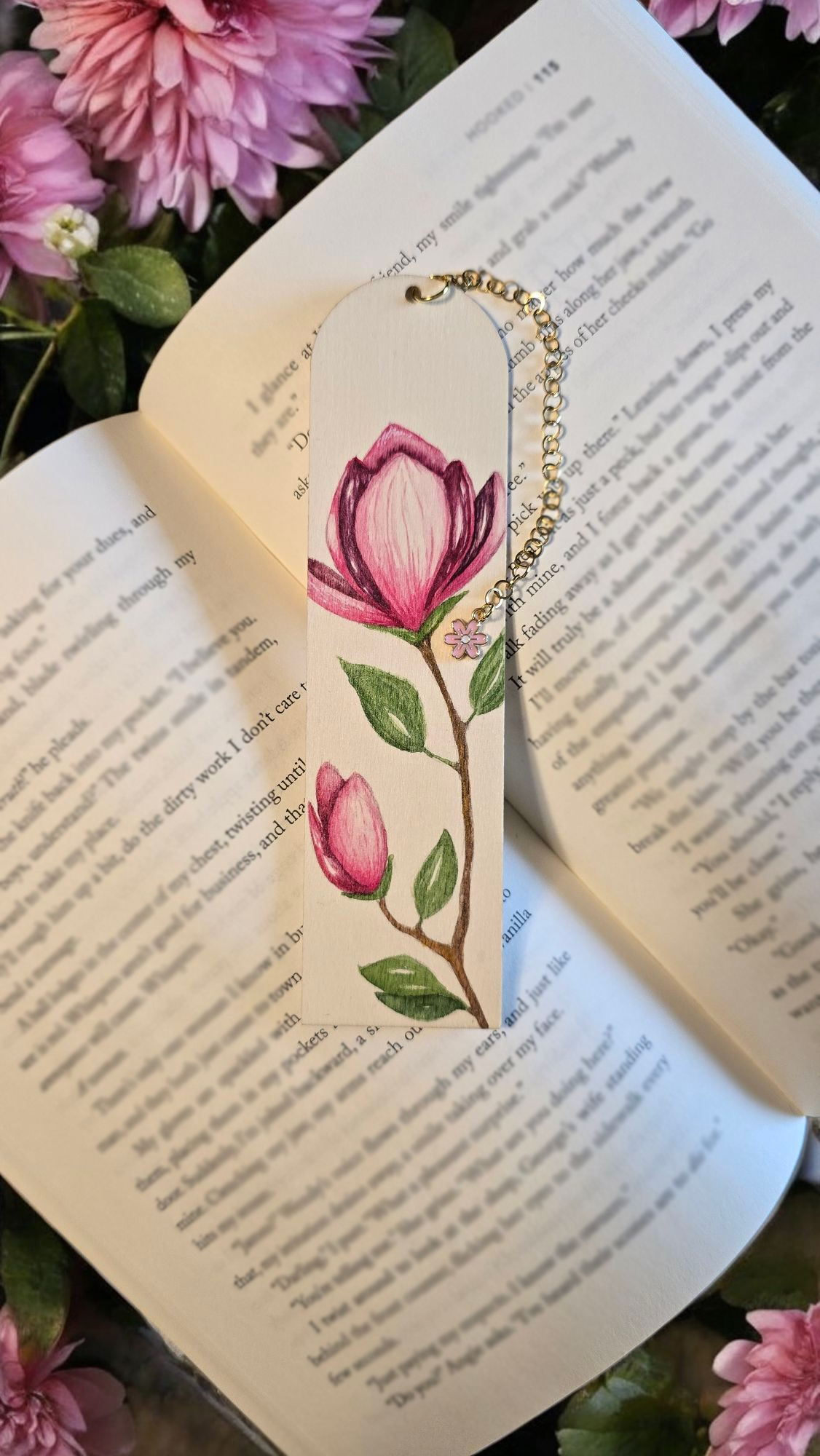 "A Petal Between Chapters" Miniature Art Bookmark
