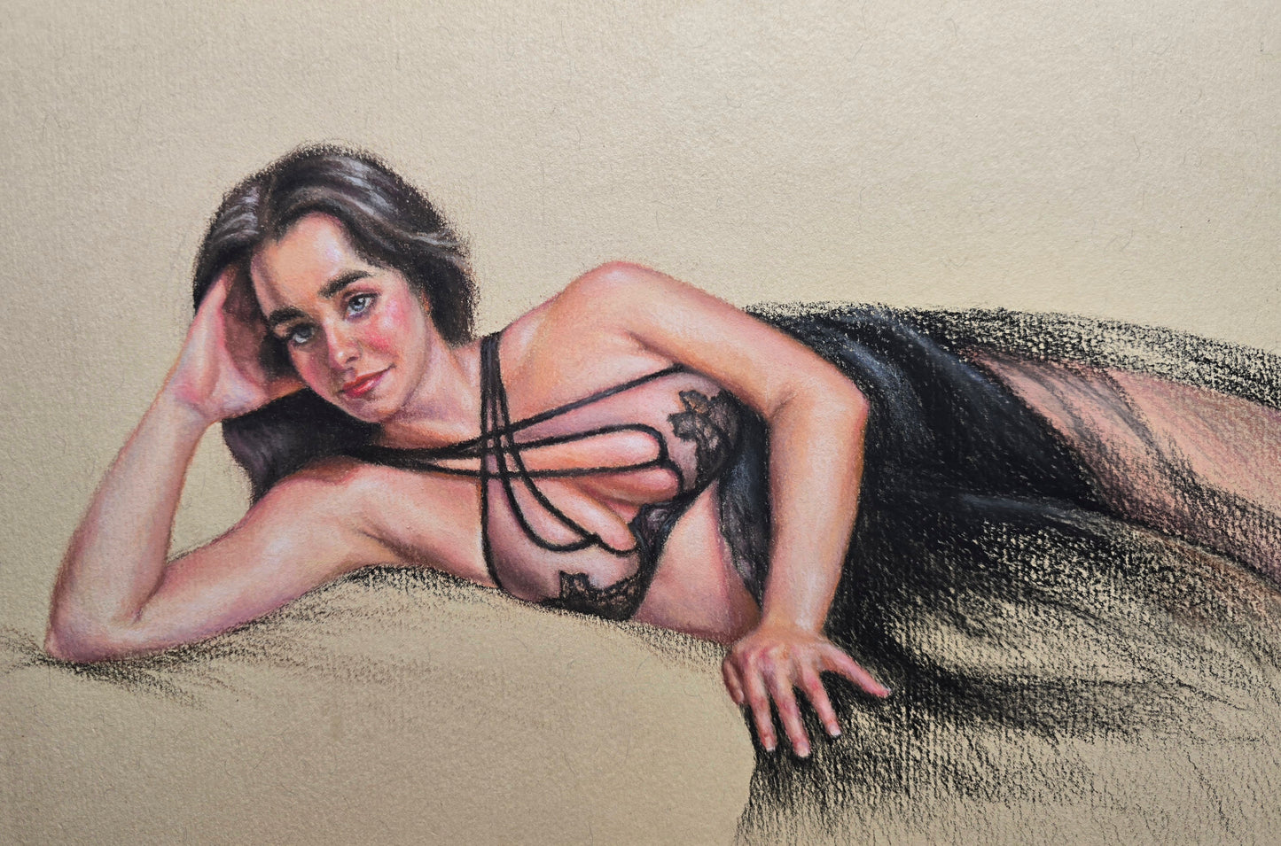 "Meet Her Gaze” – Soft Pastels On Italian Paper