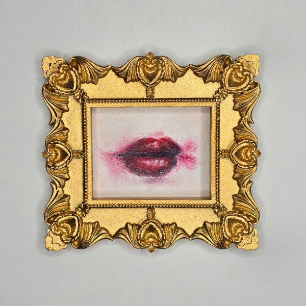 Palm Size Framed CHerry Lips Pastel Drawing