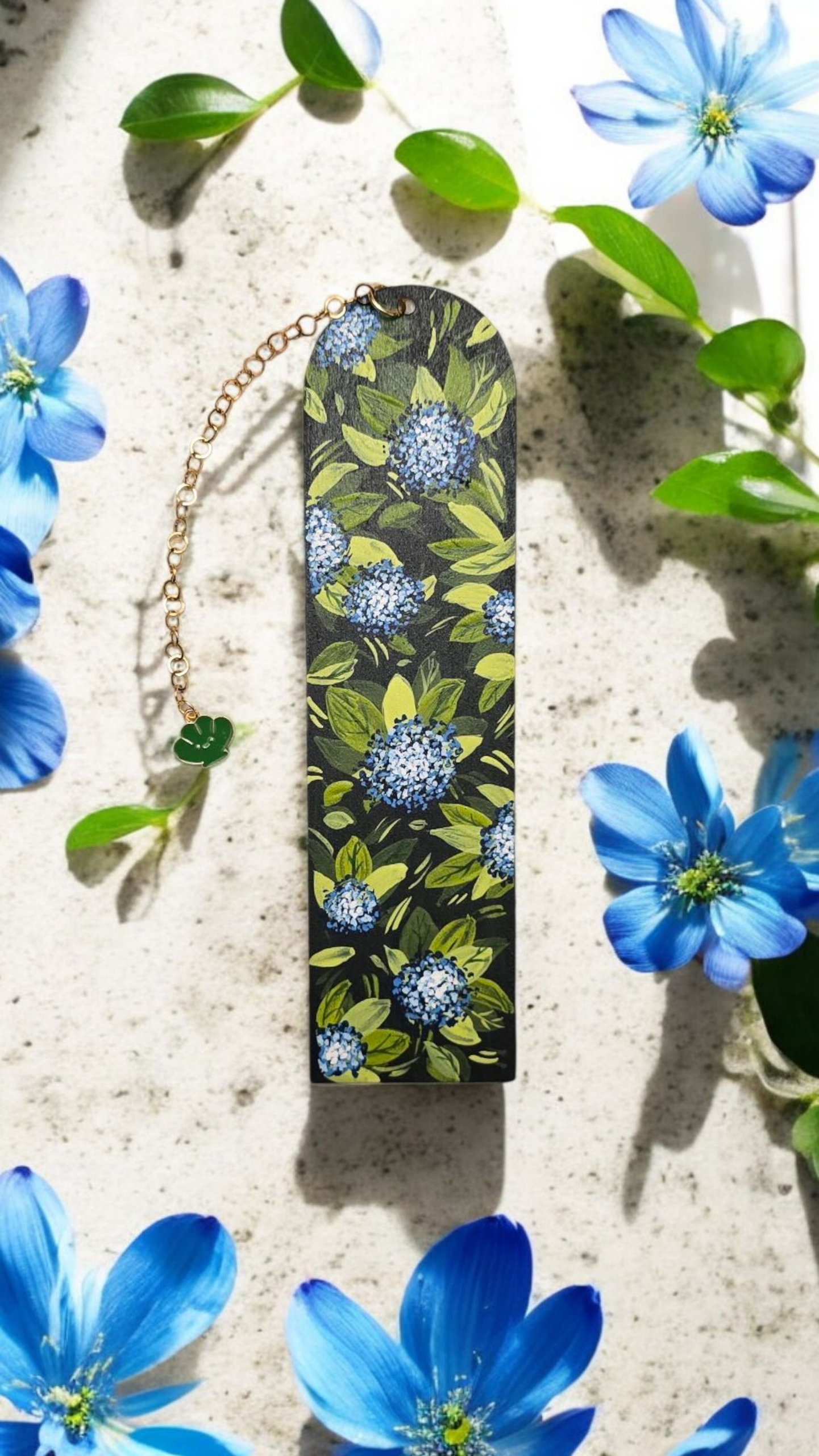 "Where Blue Flowers Dream" Miniature Art Bookmark