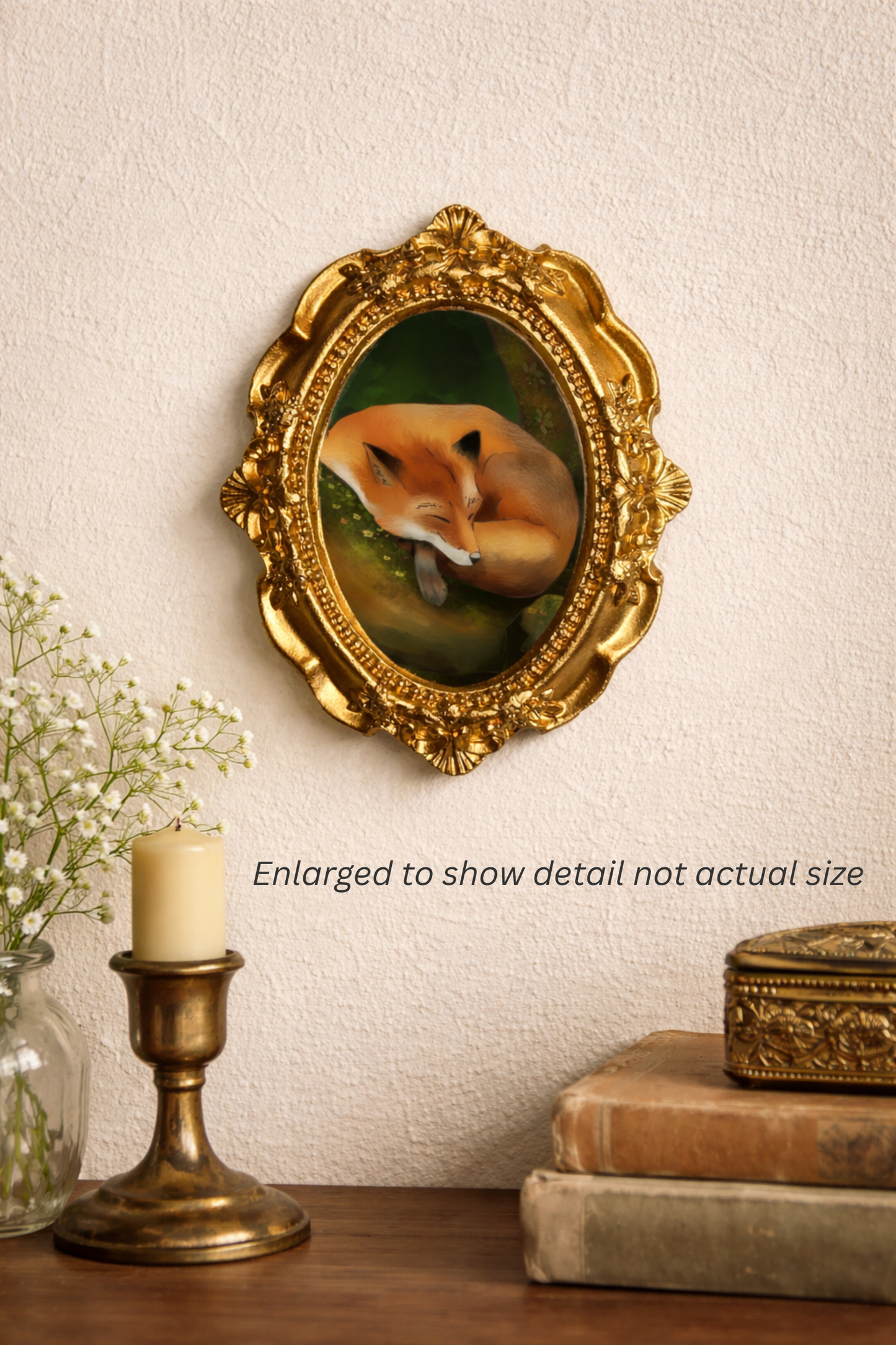 Palm Size Sleeping Fox Art Print (Wall Ready)