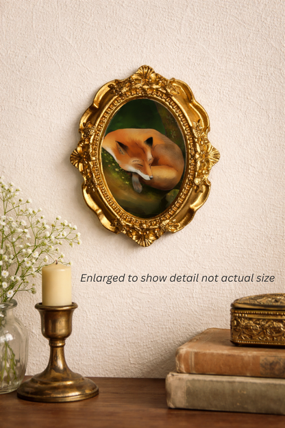 Palm Size Sleeping Fox Art Print (Wall Ready)