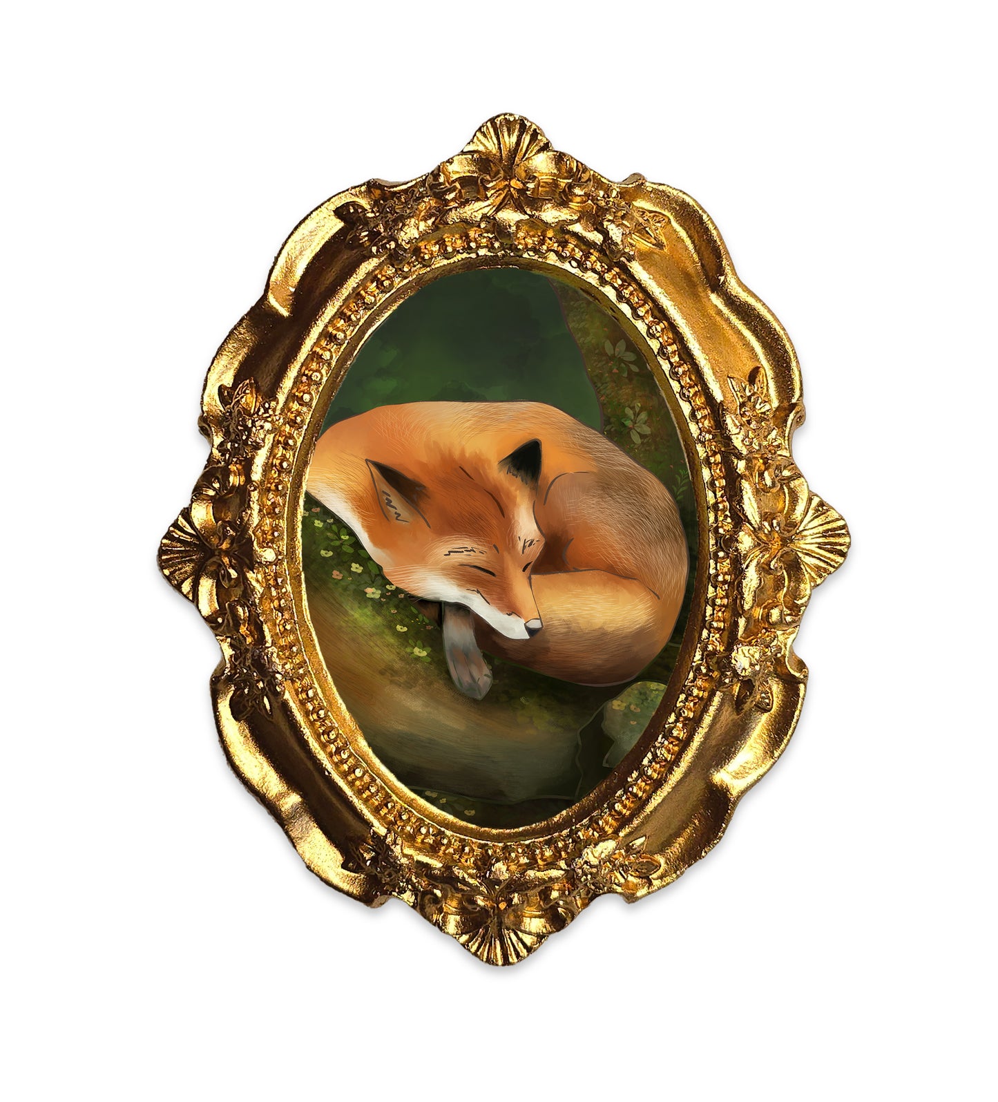 Palm Size Sleeping Fox Art Print (Wall Ready)