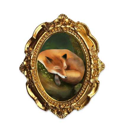 Palm Size Sleeping Fox Art Print (Wall Ready)