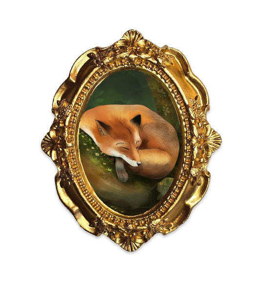 Palm Size Sleeping Fox Art Print (Wall Ready)