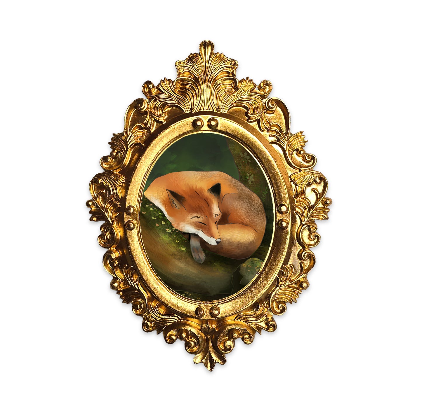 Palm Size Sleeping Fox Art Print (Wall Ready)