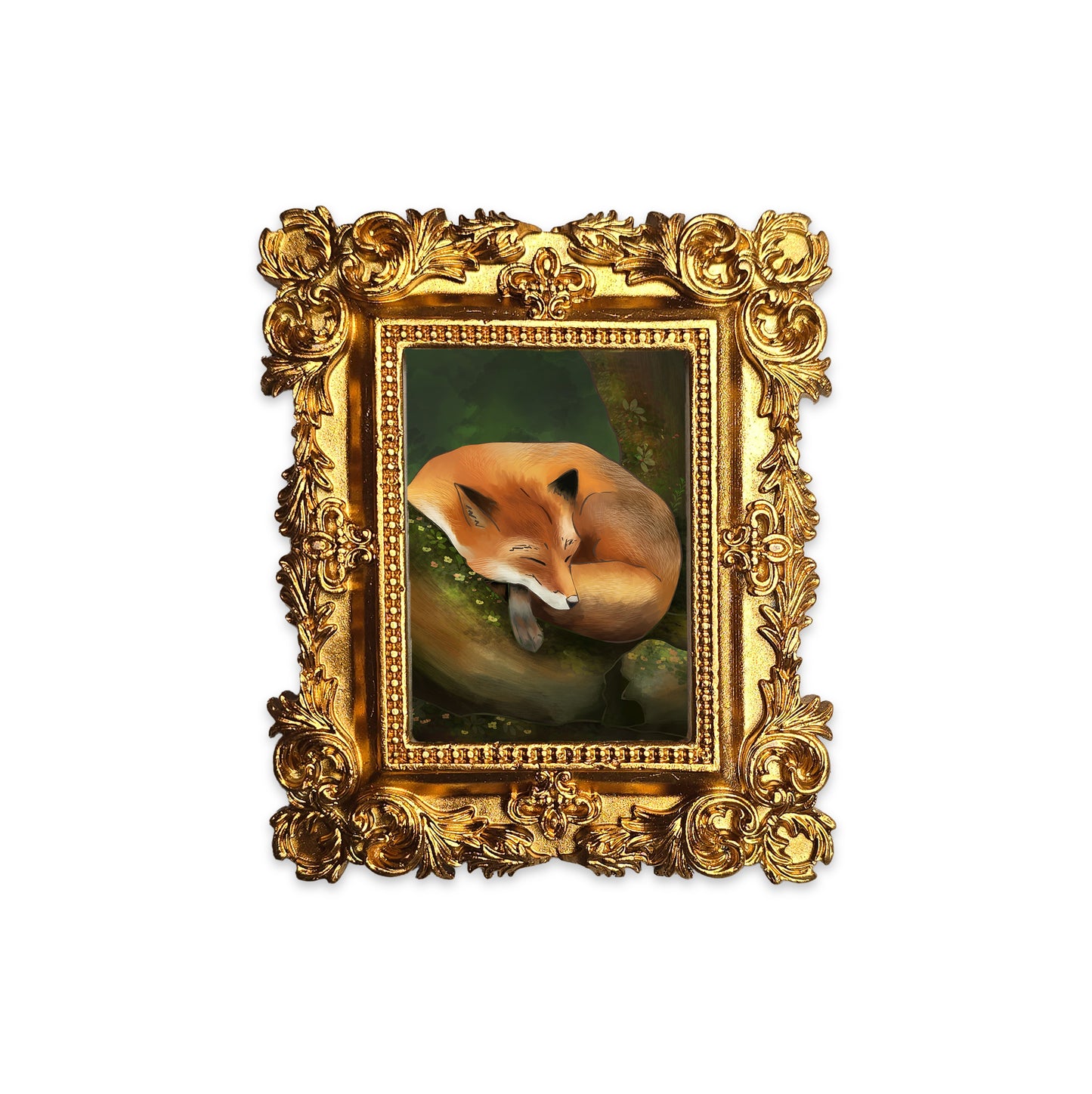 Palm Size Sleeping Fox Art Print (Wall Ready)
