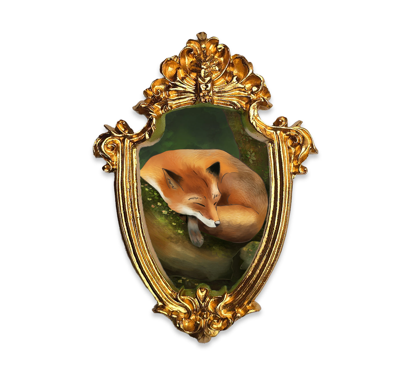 Palm Size Sleeping Fox Art Print (Wall Ready)