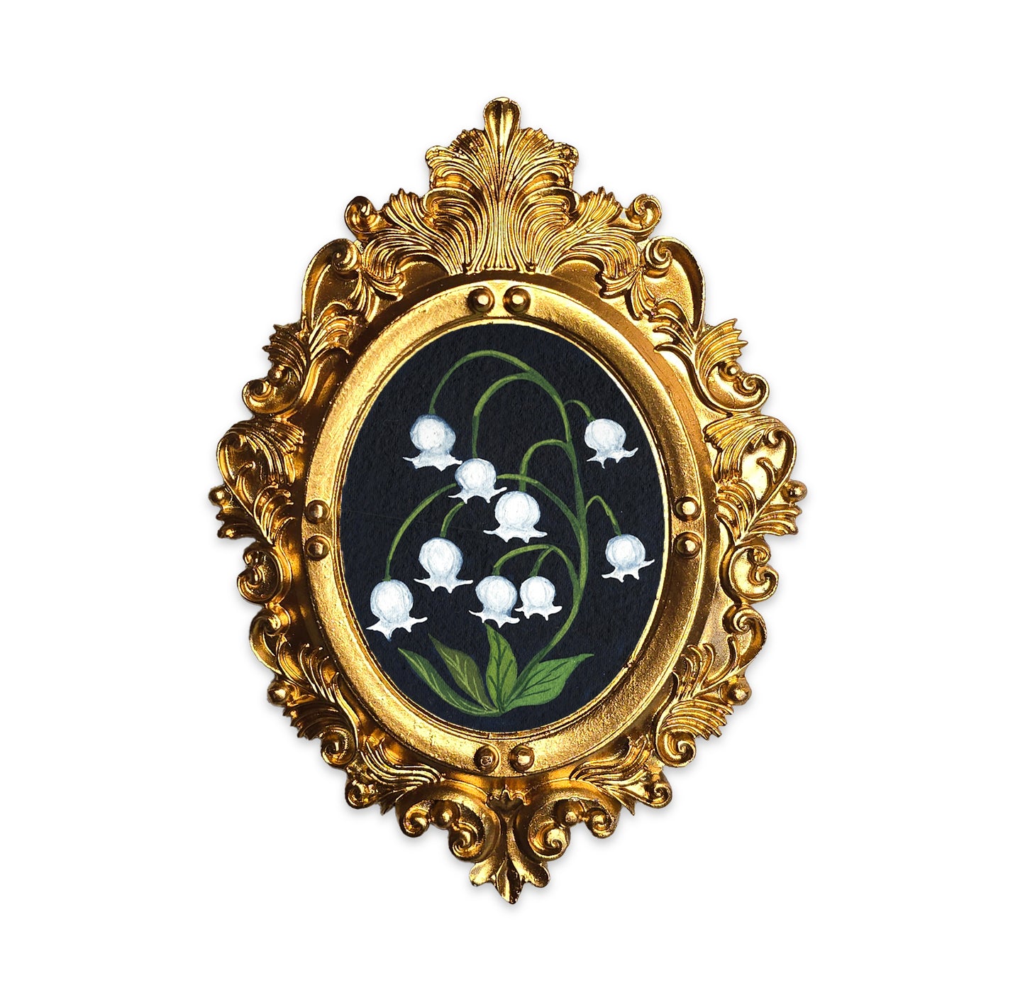 Palm Size Framed Lily of the Valley (Wall Ready)