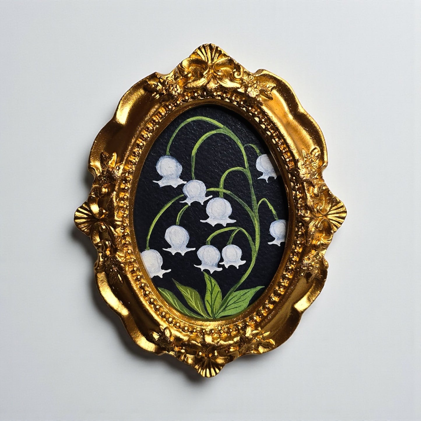 Palm Size Framed Lily of the Valley (Wall Ready)