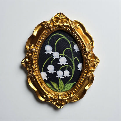 Palm Size Framed Lily of the Valley (Wall Ready)