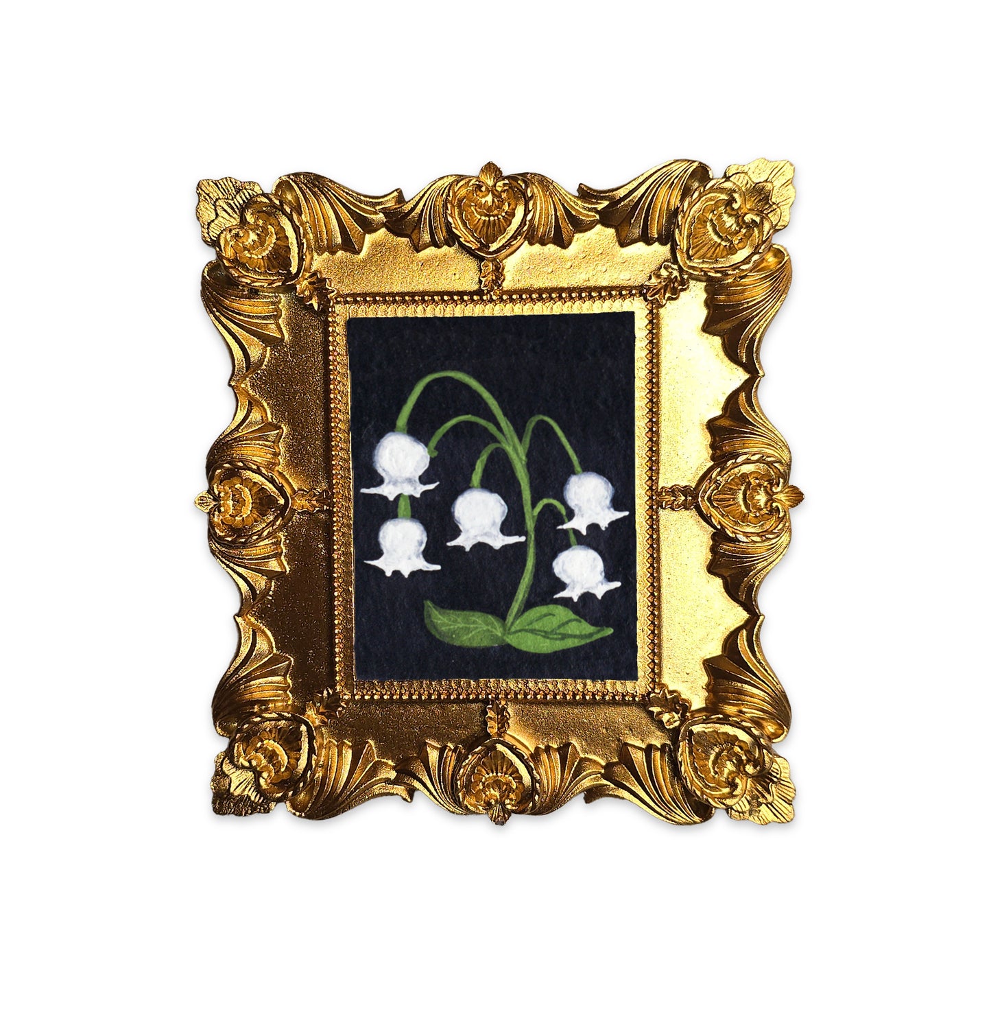 Palm Size Framed Lily of the Valley (Wall Ready)